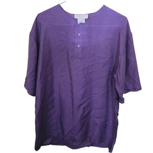 Montage Pour Homme 100% Silk Vintage Oversized Purple Short Sleeve Top Size S